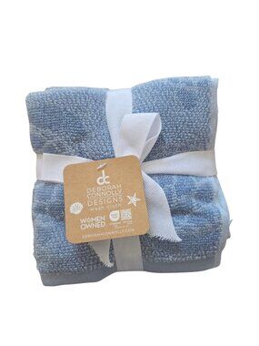 Deborah Connolly 4 Wash Cloths Blue Coastal Turtles Face Towels NWT